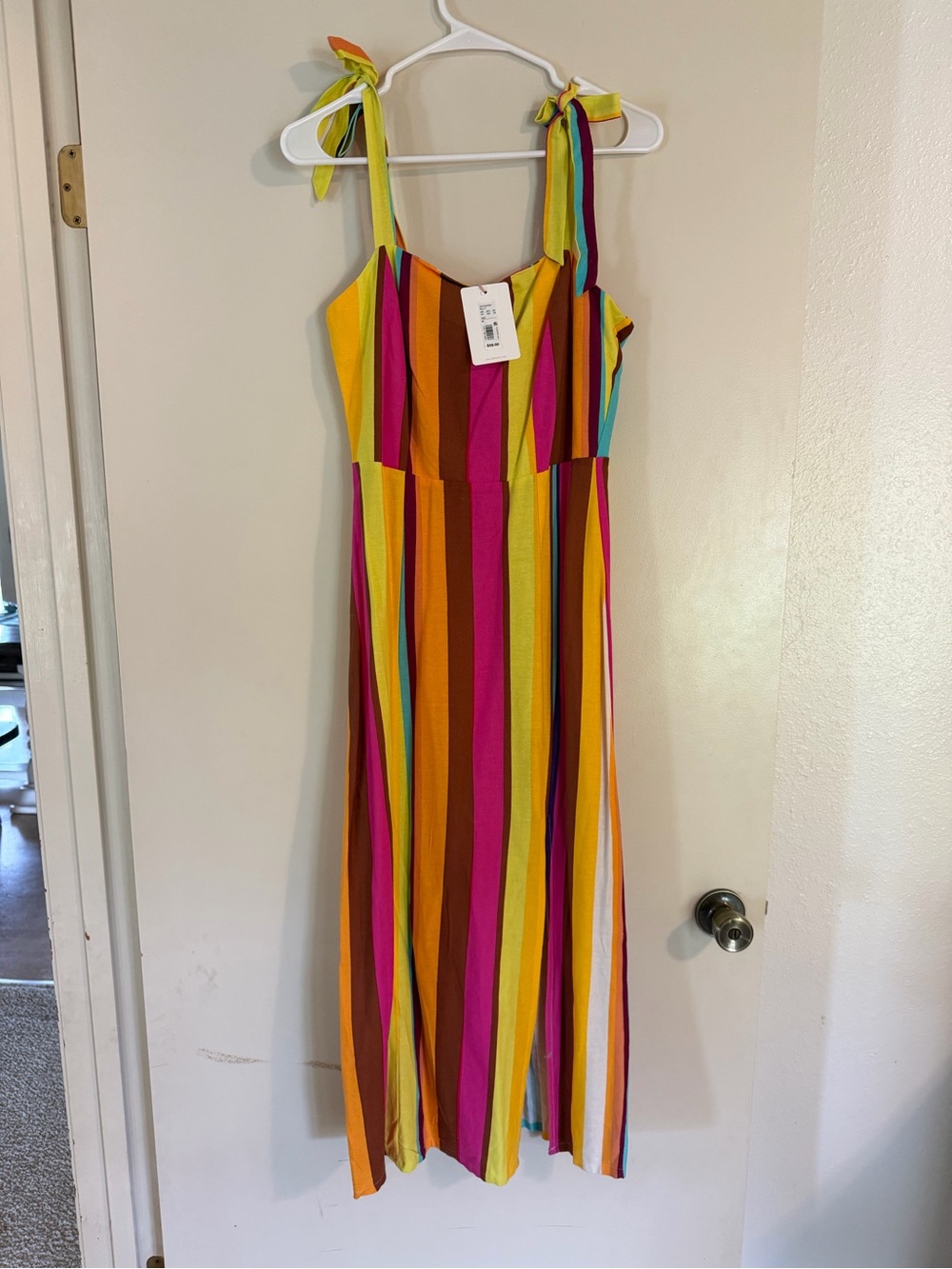 Gianni Bini Multicolor Striped Maxi Dress - Yellow, Pink, Orange, Teal, Brown